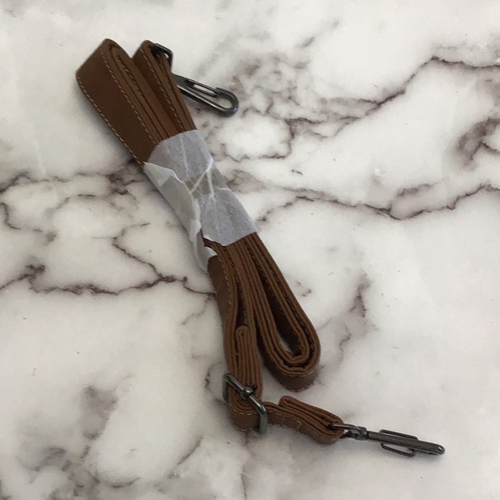 Brown faux leather crossbody straps, replacement handbag strap.